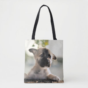 Bolsa Tote German shepherd Puppy Sobre A Borda