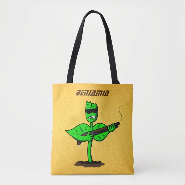 Bolsa Tote Germinador cyborg planta engraçada desenho animado (Frente)