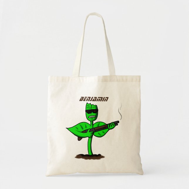 Bolsa Tote Germinador cyborg planta engraçada desenho animado (Frente)