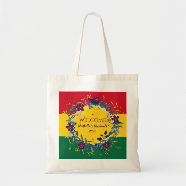 Bolsa Tote GHANA WEDDING WELCOME Floral Personalizado (Frente)