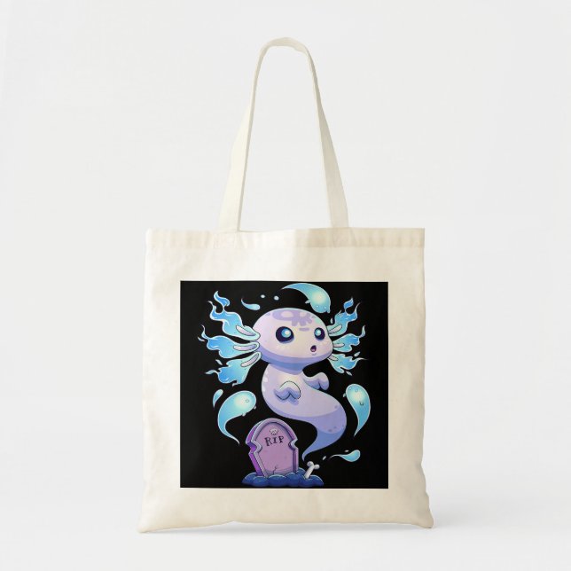 Bolsa Tote Ghost Axolotl Halloween assustador Axolotl Spoo (Frente)