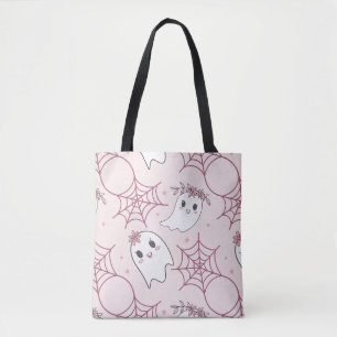 Bolsa Tote Ghost e padrão teórico do Dia das Bruxas em Cute (