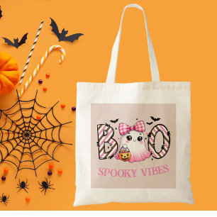 Bolsa Tote Ghost Girl do primeiro dia das bruxas rosa