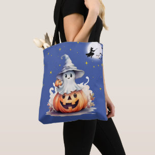 Bolsa Tote Ghost Jack-O' Lanterna Cheia Estrelas da Lua Hallo