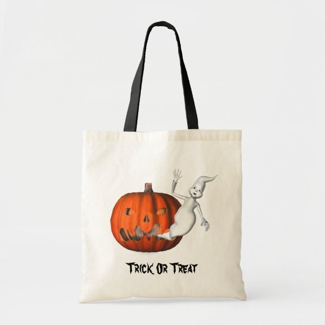 Bolsa Tote Ghost Jack O Lanterna Halloween Engraçado Tote Bag (Frente)