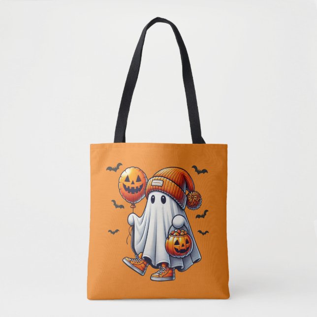 Bolsa Tote Ghost Trick One Treat Halloween (Frente)