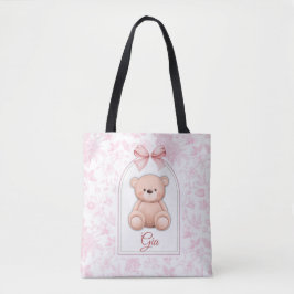 Bolsa Tote Gia | Design de Enfermeiro de Urso Rosa Personaliz