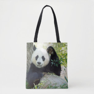 Bolsa Tote Giant Panda Andando Contra Árvore