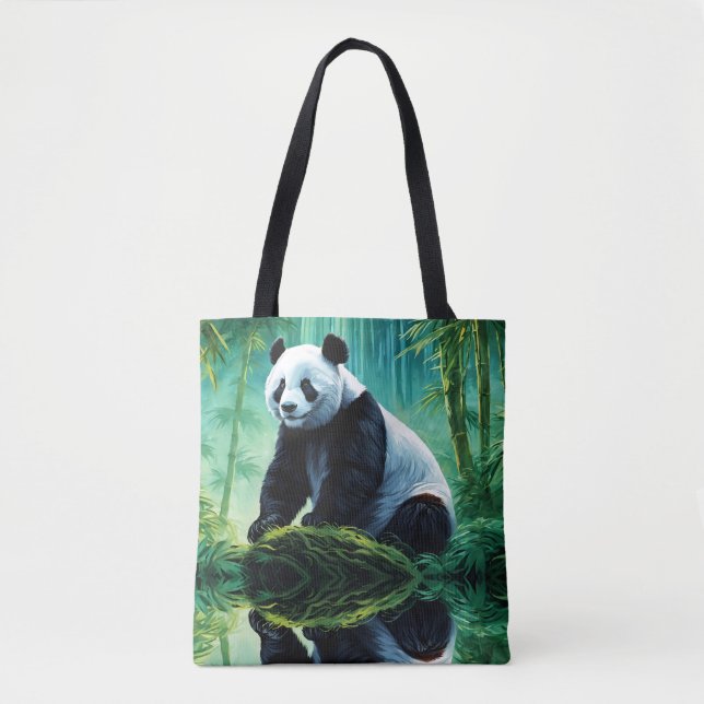 Bolsa Tote Giant Panda na Floresta Verde de Bambu (Frente)