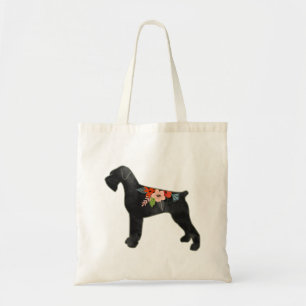 Bolsa Tote Giant Schnauzer Dog NC Boho Floral Silhouette
