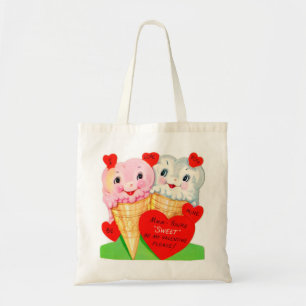 Bolsa Tote gifação do sorvete do Namorados de vintage retro