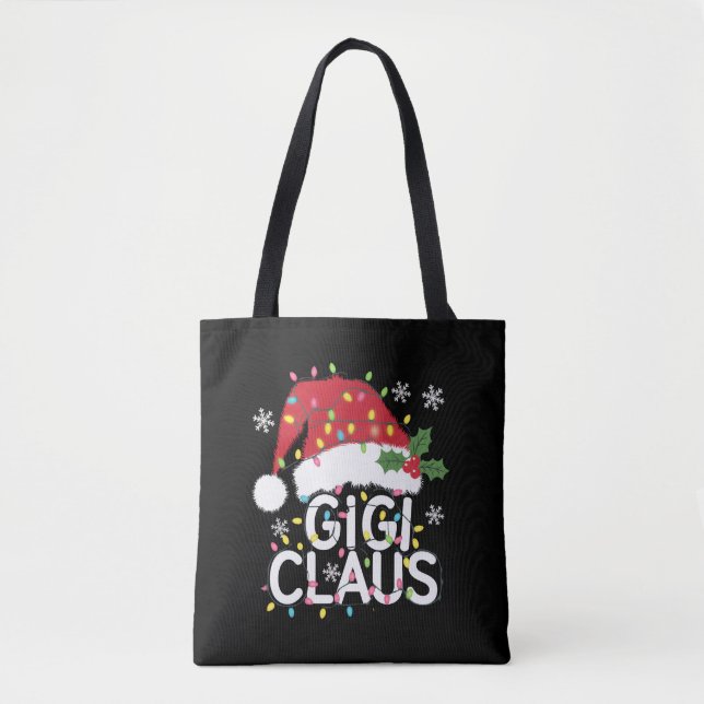 Bolsa Tote Gigi Claus Natal Luz a Família Pajama Corresponden (Frente)