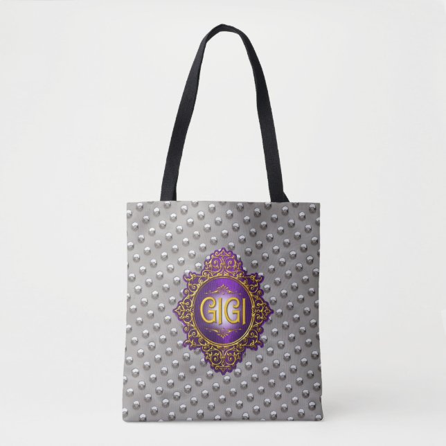Bolsa Tote GIGI Real Roxo e Dourado (Frente)