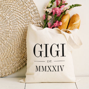 Bolsa Tote Gigi Roman Numeral Year Estabelecido