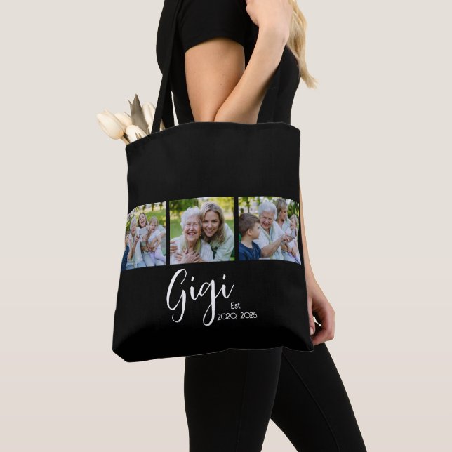 Bolsa Tote Gigi Script Preto Estabelecido 3 Foto (Close Up)