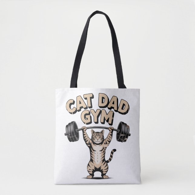 Bolsa Tote Ginásio de Gato Engraçado para o Papai (Frente)