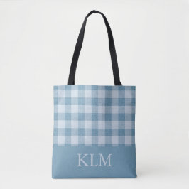 Bolsa Tote Ginga Azul Pó Monograma Nome Personalizado
