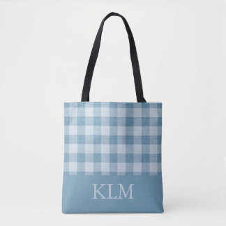 Bolsa Tote Ginga Azul Pó Monograma Nome Personalizado