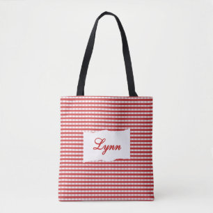 Bolsa Tote Ginga Clássica Vermelha e Branca Nome Personaliz
