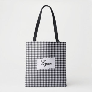 Bolsa Tote Ginga Preto e Branco Clássico Nome Personalizado