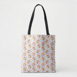 Bolsa Tote Ginger Cat e Flores Motif