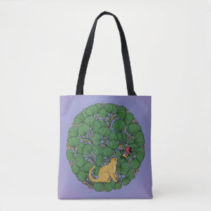 Bolsa Tote Ginger cat olha para uma borboleta