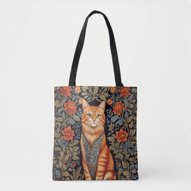 Bolsa Tote Ginger Cat William Morris Inspirou Floral (Frente)