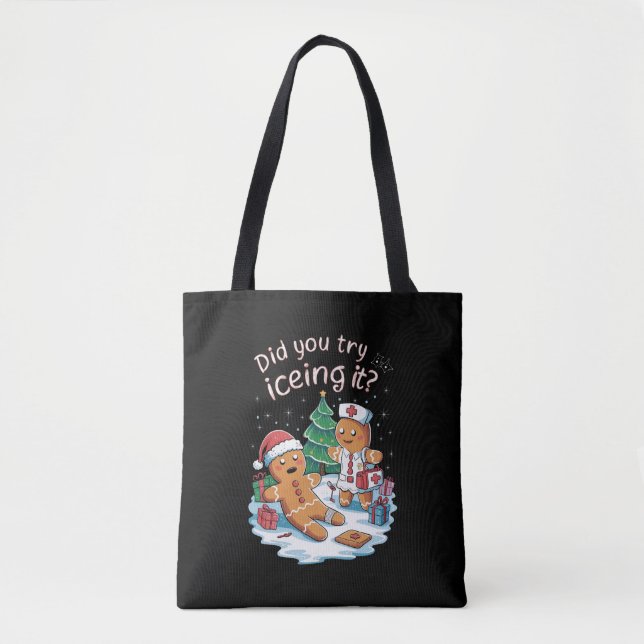 Bolsa Tote Gingerbird Man Cookie Ugly Sweater Oh Snap Xmas (Frente)