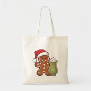 Bolsa Tote Gingerbird Man Holding Matcha Beber Natal