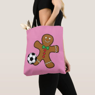 Bolsa Tote Gingerbird Man Jogando Futebol