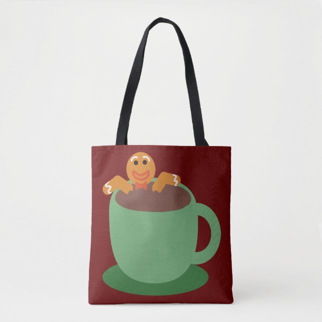 Bolsa Tote Gingerbird Man Relaxando Feriado de Cacau Diversão (Frente)