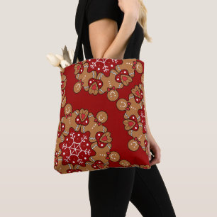 Bolsa Tote Gingerbread Men E Snowflake Mandala