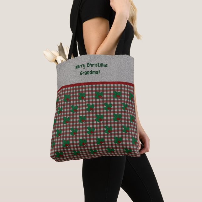 Bolsa Tote Gingham Natal 1940 - Personalizado (Close Up)