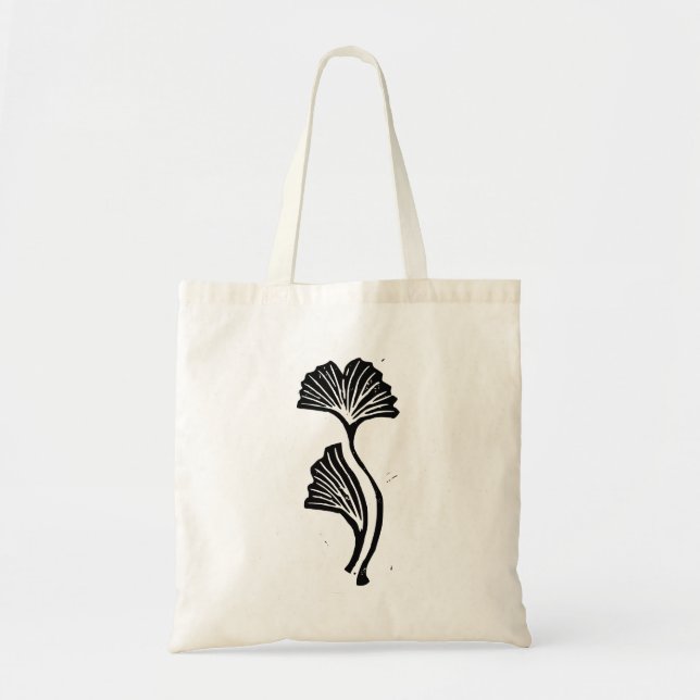 Bolsa Tote Gingko Leaf Lino Impressão (Frente)