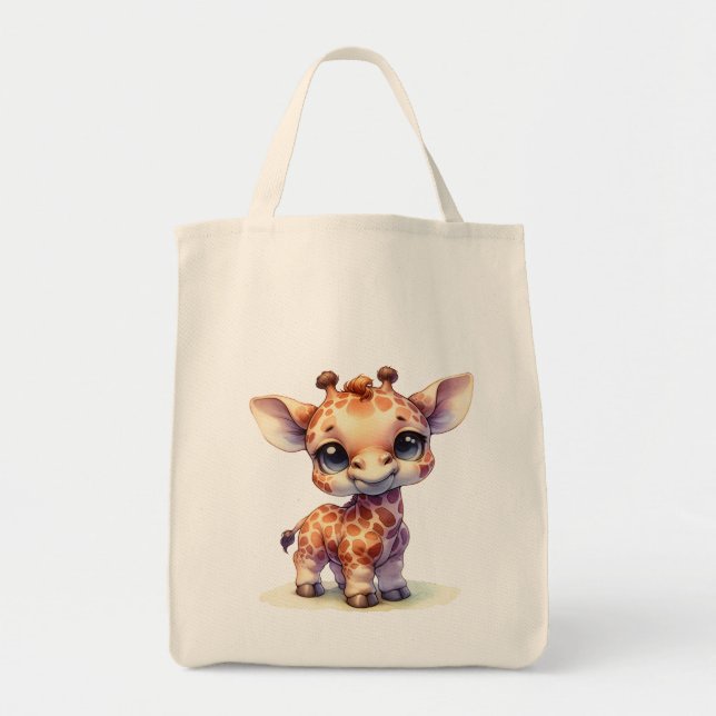 Bolsa Tote Girafa-bebê bonitinha de água (Frente)
