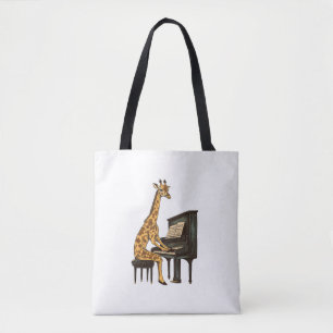 Bolsa Tote Girafa Bonita Tocando Piano Girafas Músicas