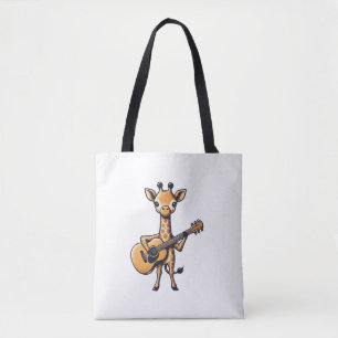 Bolsa Tote Girafa Bonita Tocando Violão Girafas Músico Musi