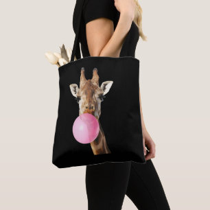 Bolsa Tote Girafa Chiclete Rosa Bolha Fofa Amante de Animais