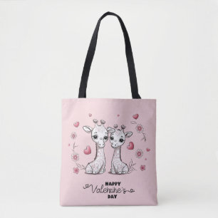 Bolsa Tote Girafa de Bons Cartoons Amava o Dia do Namorados