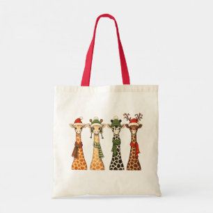Bolsa Tote Girafa de Natal Fofa Amante de Girafa Festiva Nata