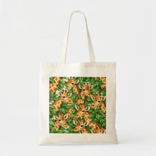 Bolsa Tote Girafa e Padrão de Folhas Tropicais