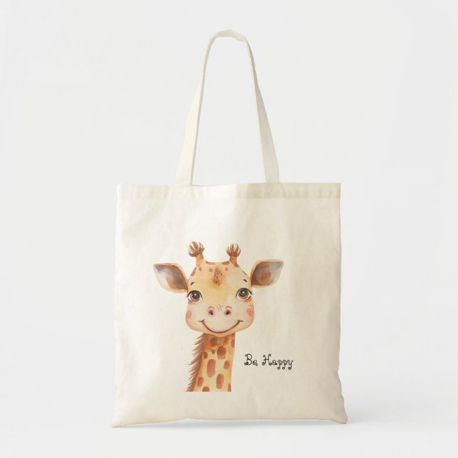 Bolsa Tote Girafa Elefante Feliz (Frente)