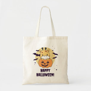 Bolsa Tote Girafa Em Pumpkin Cute Girafas Feliz Dia das Bruxa