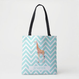 Bolsa Tote Girafa em zigzag chevron.