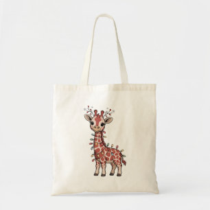 Bolsa Tote Girafa Envolta em Luzes de Natal Amantes de Animai
