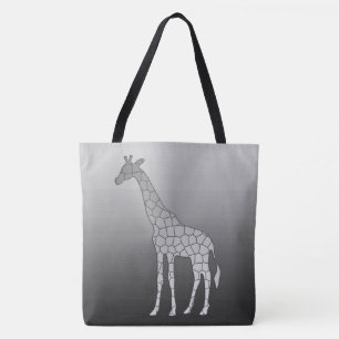 Bolsa Tote Girafa Geométrica Moderna, Cinza de Prata / Cinza