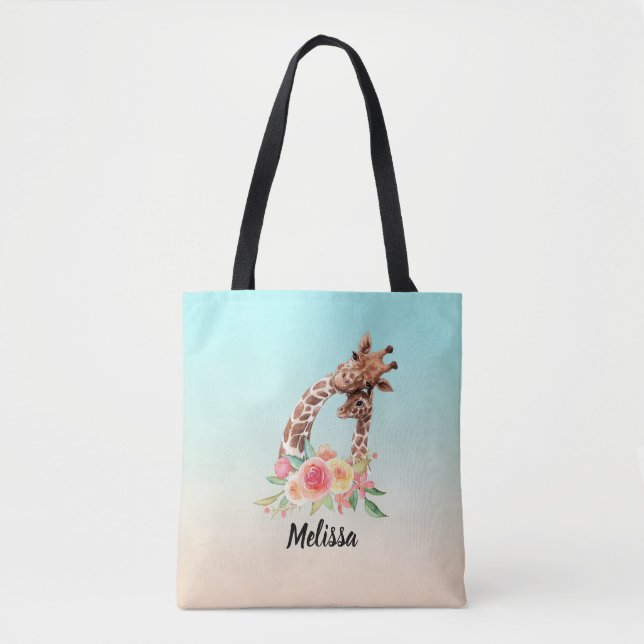 Bolsa Tote Girafa Gira-Cama Cura-Cama Mãe e Bebê (Frente)