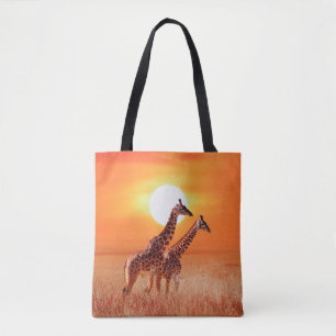 Bolsa Tote Girafa na savana africana contra o backdro
