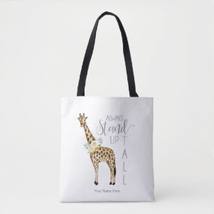 Bolsa Tote Girafa Sempre Fica em Pé Alta Aquarela Moderna