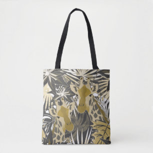 Bolsa Tote Girafas na floresta noturna.